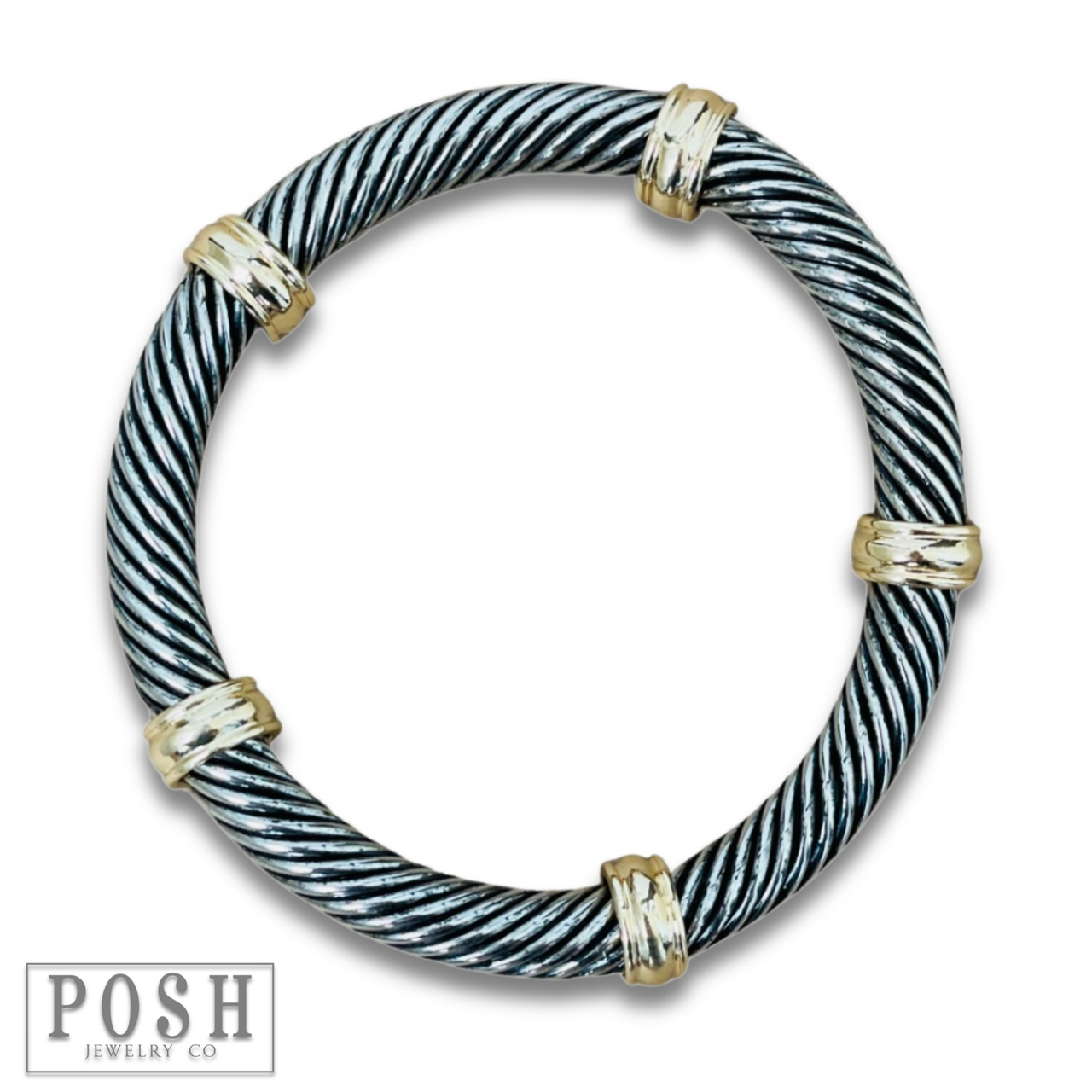 Cable wire stretch bangle bracelet