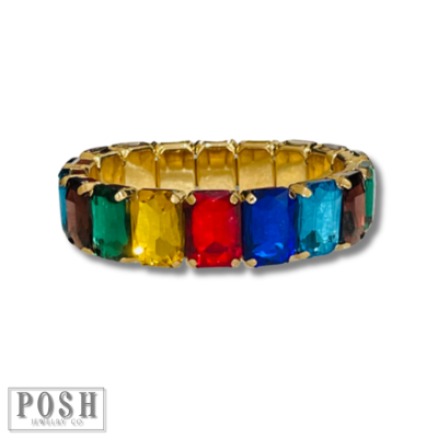 Colorful rectangle rhinestone bracelet