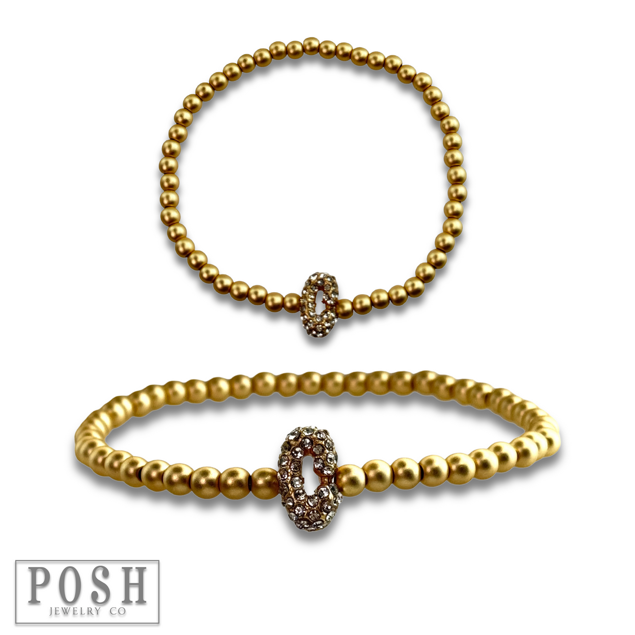 Bead bracelet with rhinestone inital