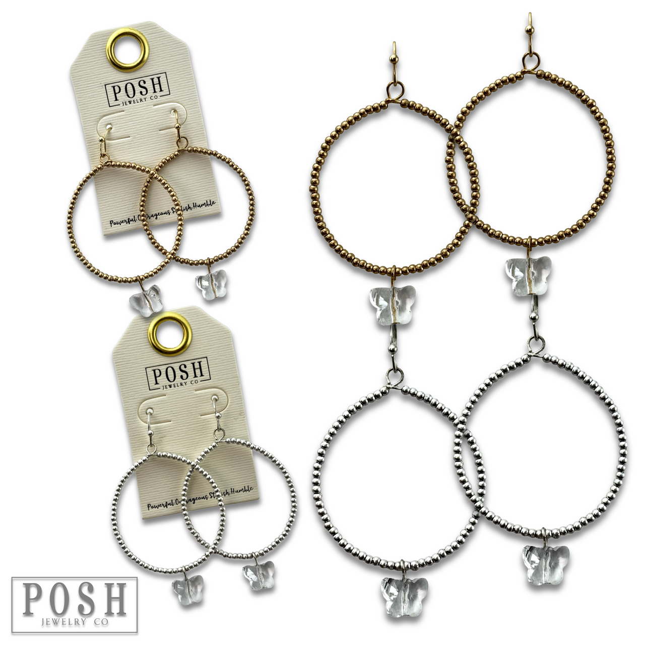 Butterfly drop charm earring