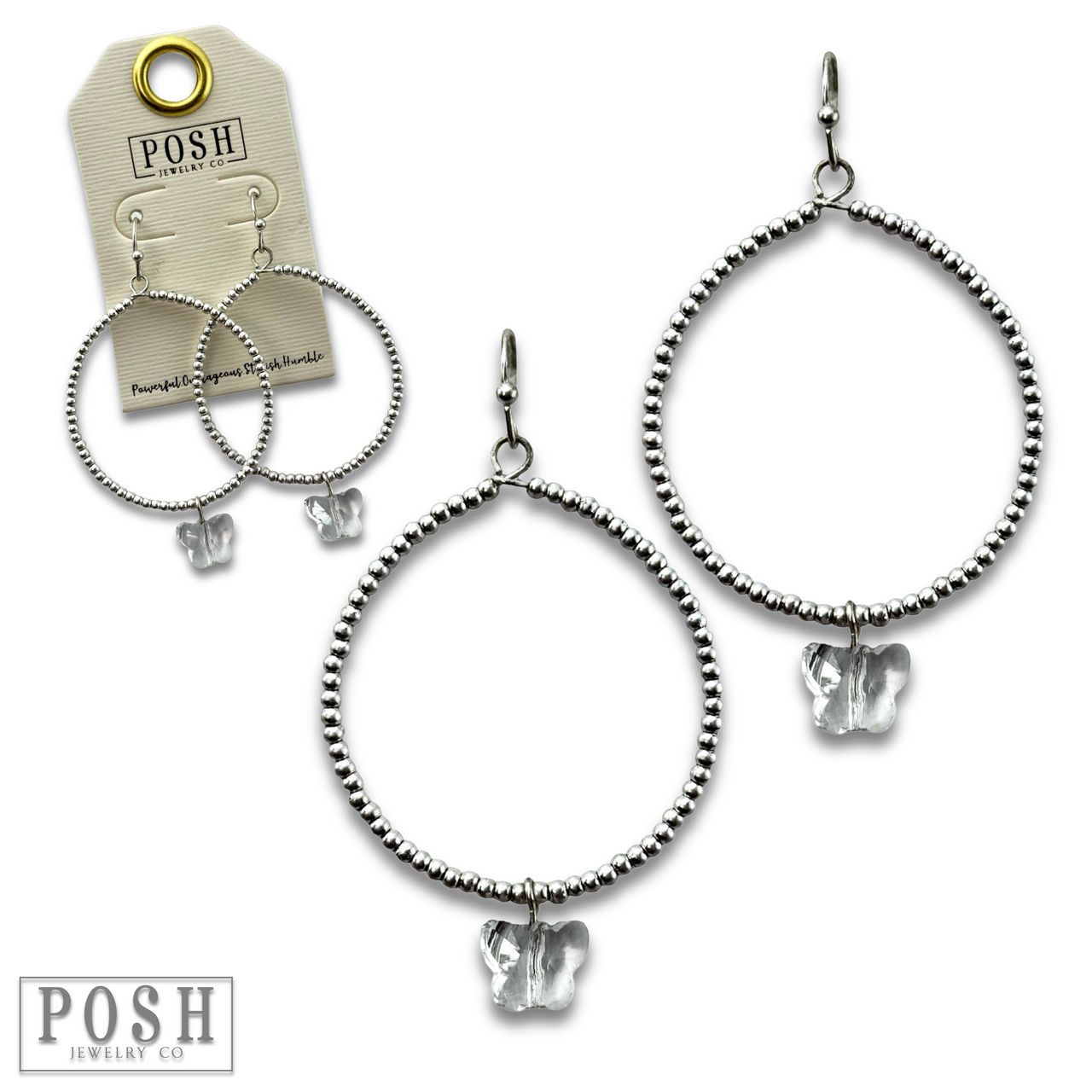 Butterfly drop charm earring
