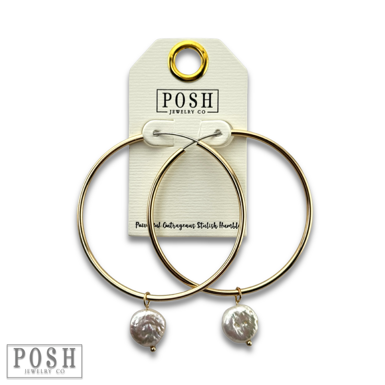 Coin pearl on hoop earring