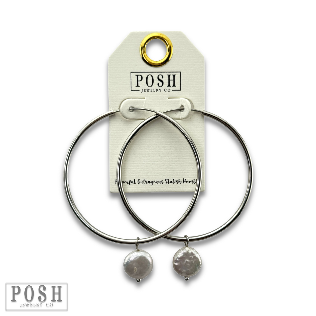 Coin pearl on hoop earring