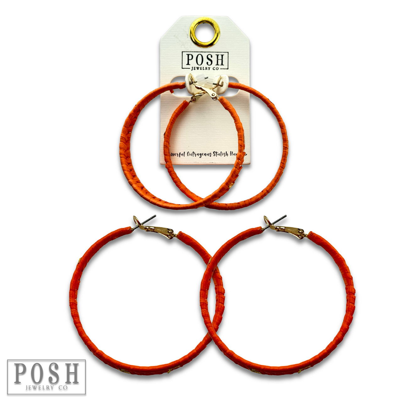 Woven gold flecked raffia hoop earring