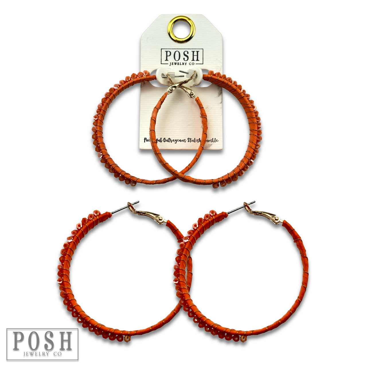Hoop earring with wrapped crystal beads