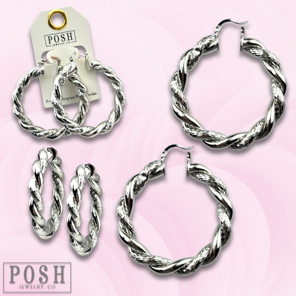 Twisted metal hoop earring