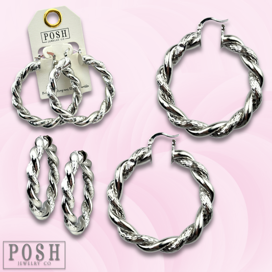 Twisted metal hoop earring