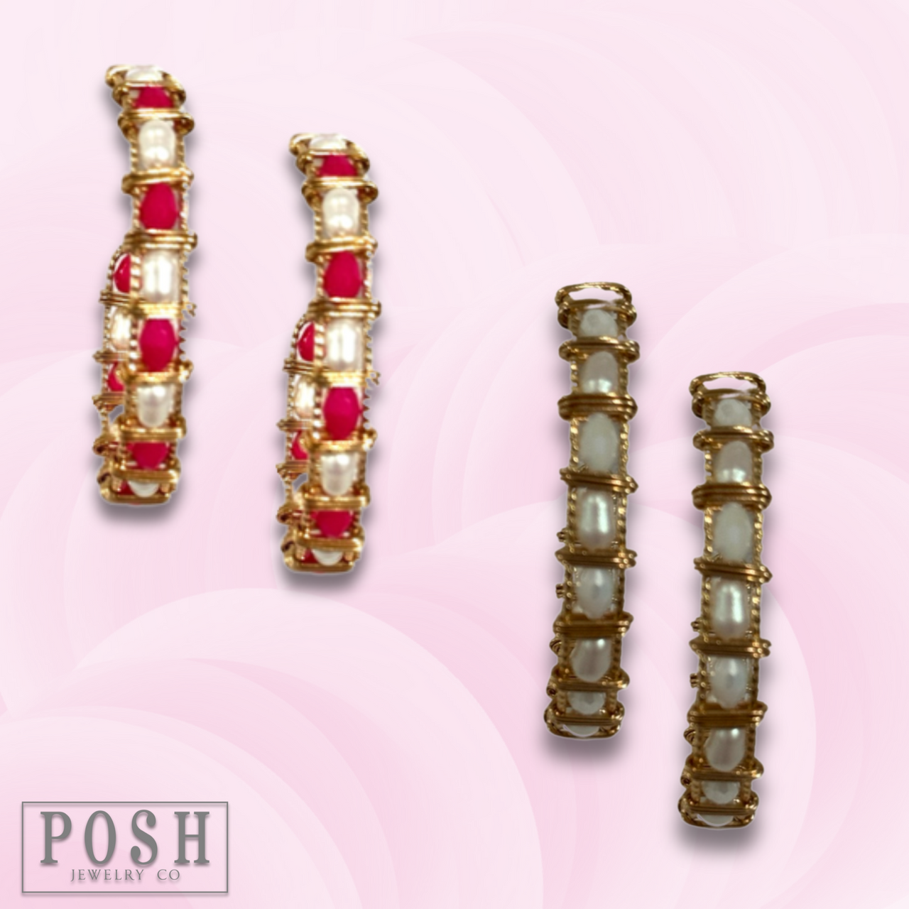 Wrapped bead hoop earring