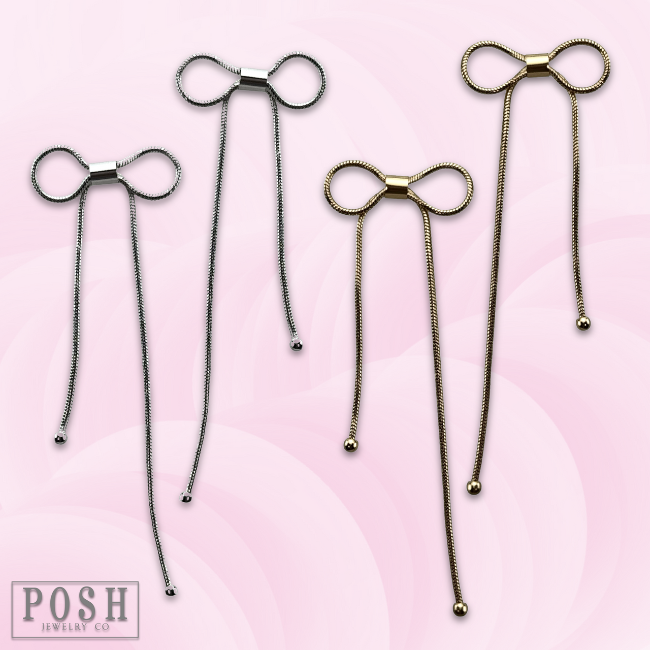 Snake chain bow earring