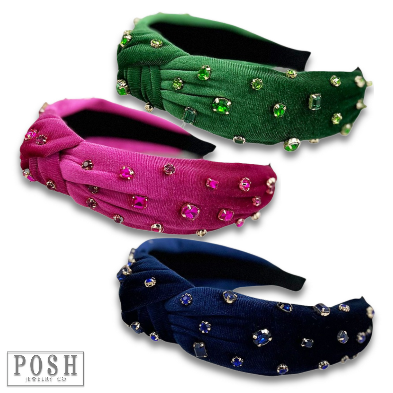 Velvet rhinestone headband