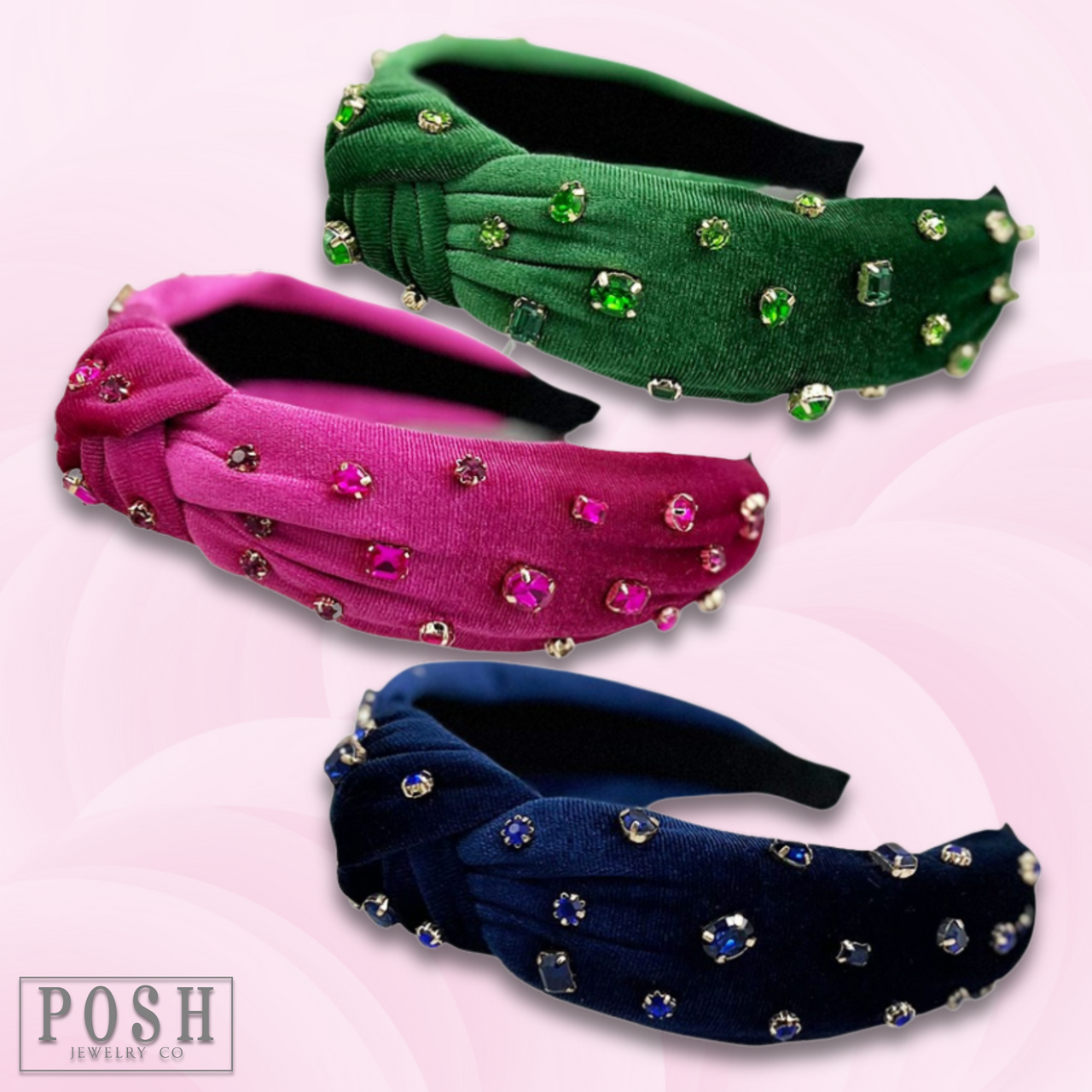 Velvet rhinestone headband