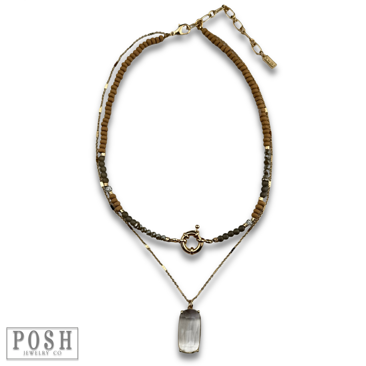 Necklace with large glass pendant