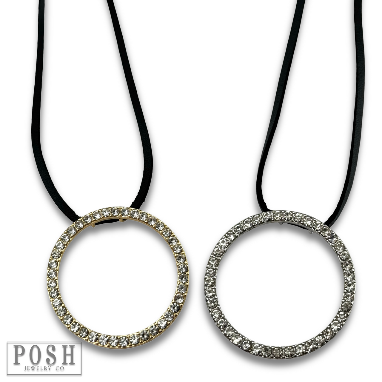 Round rhinestone pendant necklace