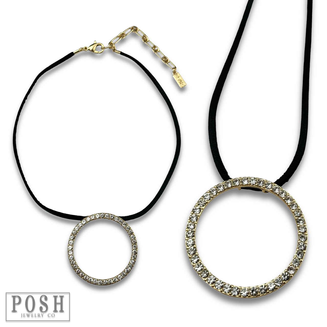 Round rhinestone pendant necklace