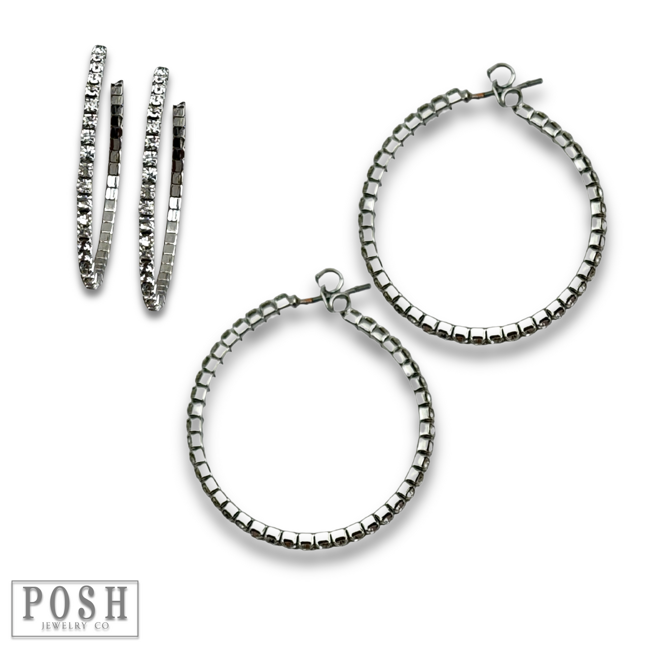 Flexible rhinestone hoop earring set