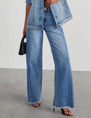 High Waisted Denim Wide Leg Jeans