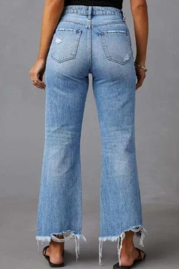 Miss Sparkling High-Rise Distressed Wide-Leg Jeans