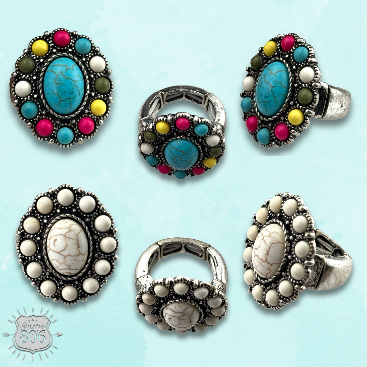 Oval stone stretch ring