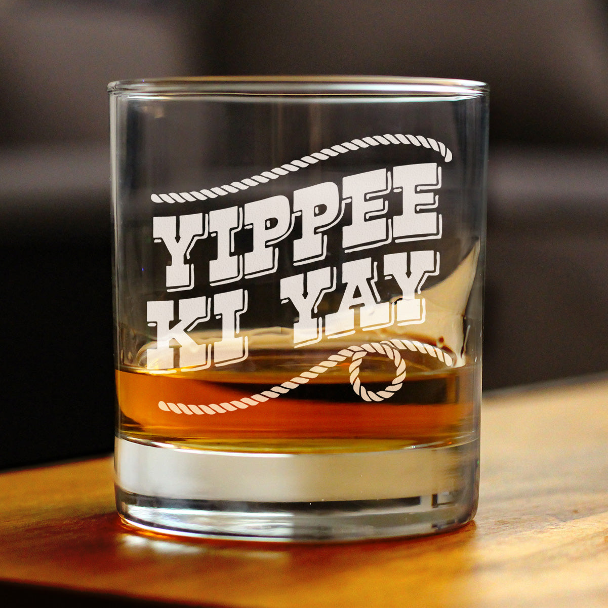 Yippee Ki Yay Engraved Rocks Glass Gifts Country Western Home Decor Weighted Whiskey Glasses - 10.25 oz