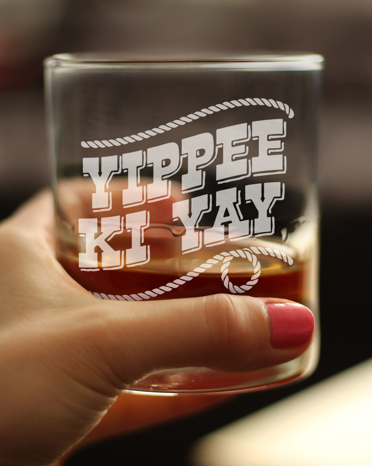 Yippee Ki Yay Engraved Rocks Glass Gifts Country Western Home Decor Weighted Whiskey Glasses - 10.25 oz