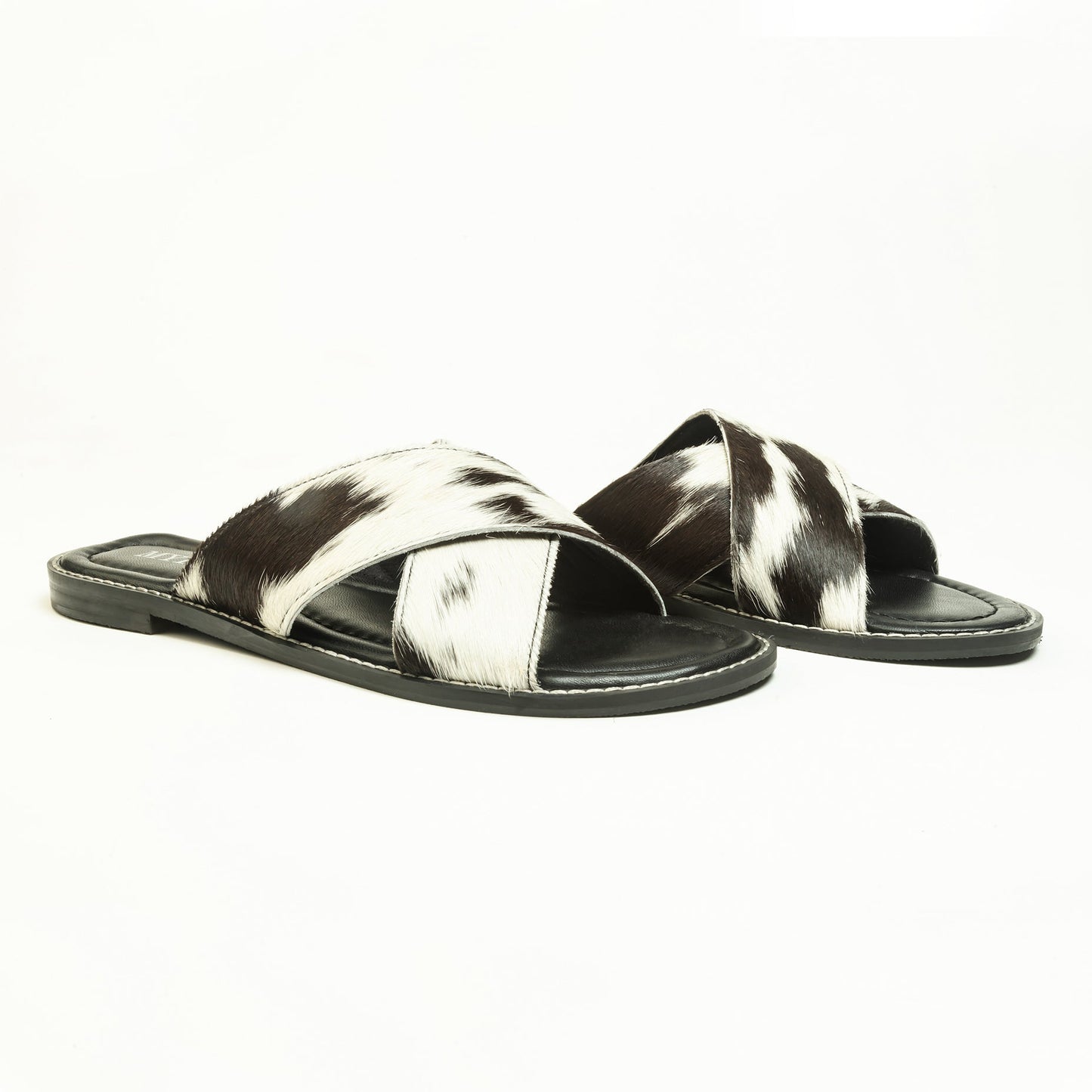 Myra El Paso Dawn Hairon Leather Sandals in Speckled White