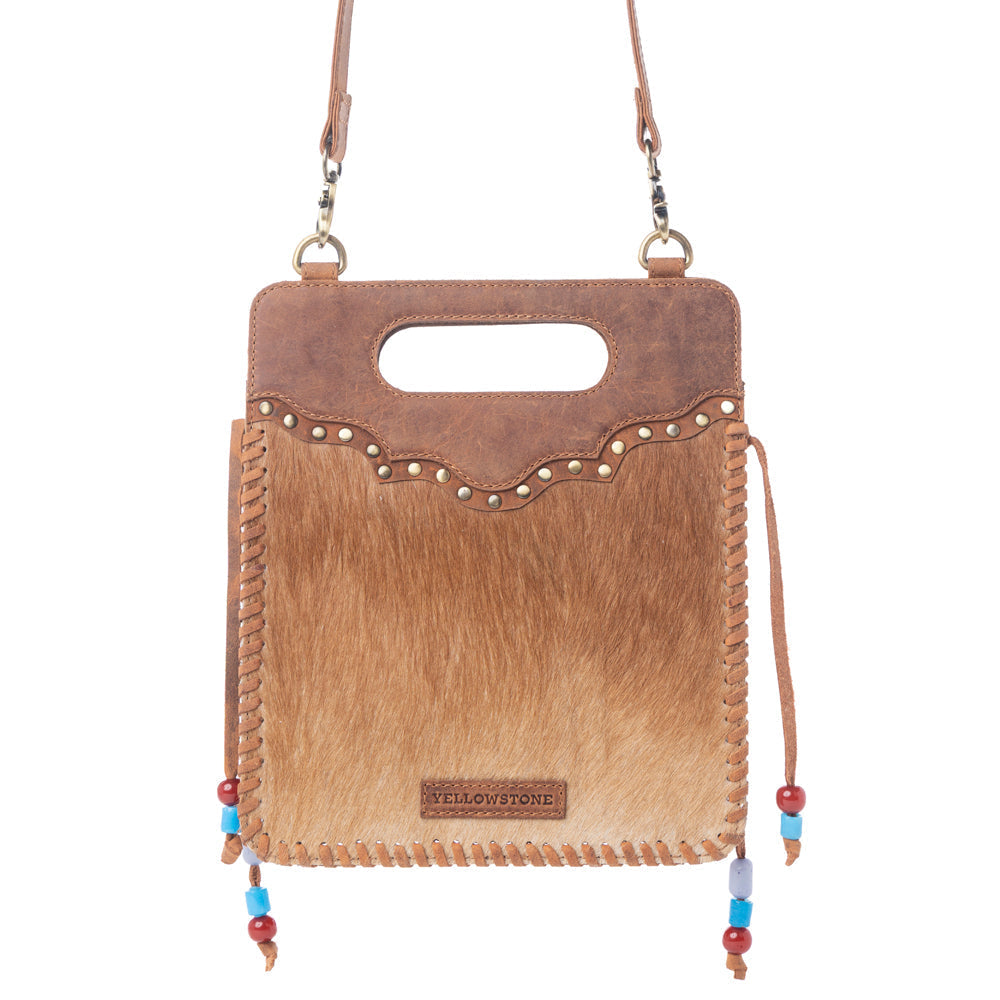 Myra Yellowstone Lone Creek Handtooled Bag in Ivory Mahogany