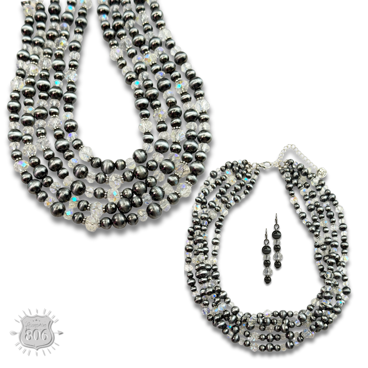 Five strand burnished pearl necklace set