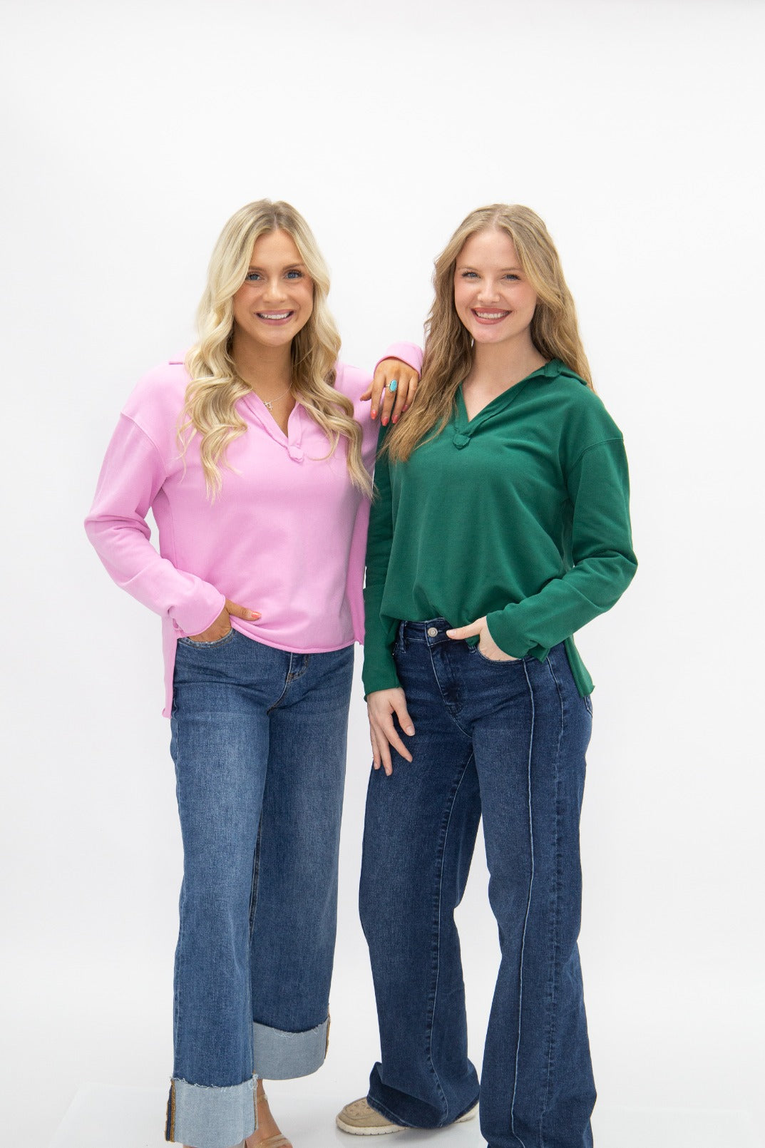 V-Neck Collared Pullover, Green