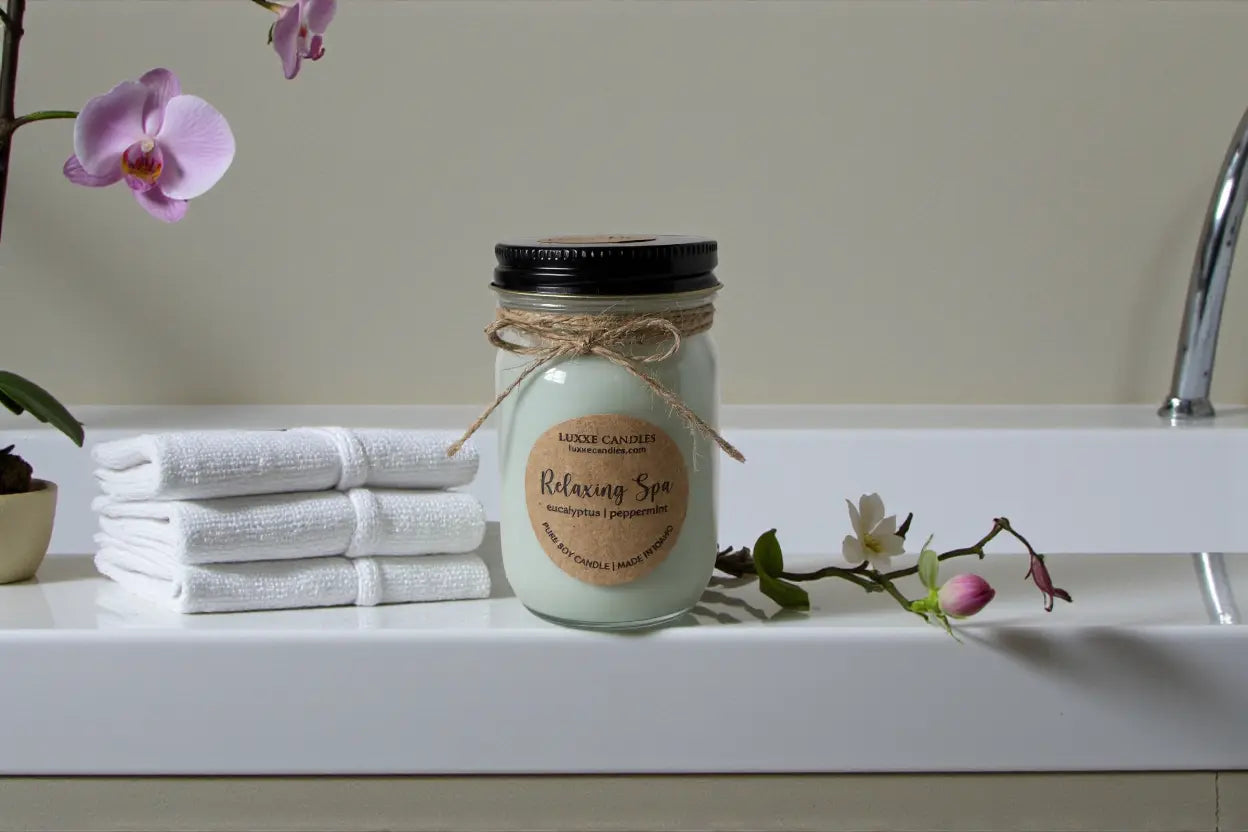 Relaxing Spa Eucalyptus and Mint Candle | Organic Soy Candle