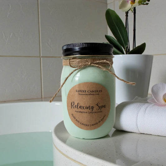 Relaxing Spa Eucalyptus and Mint Candle | Organic Soy Candle