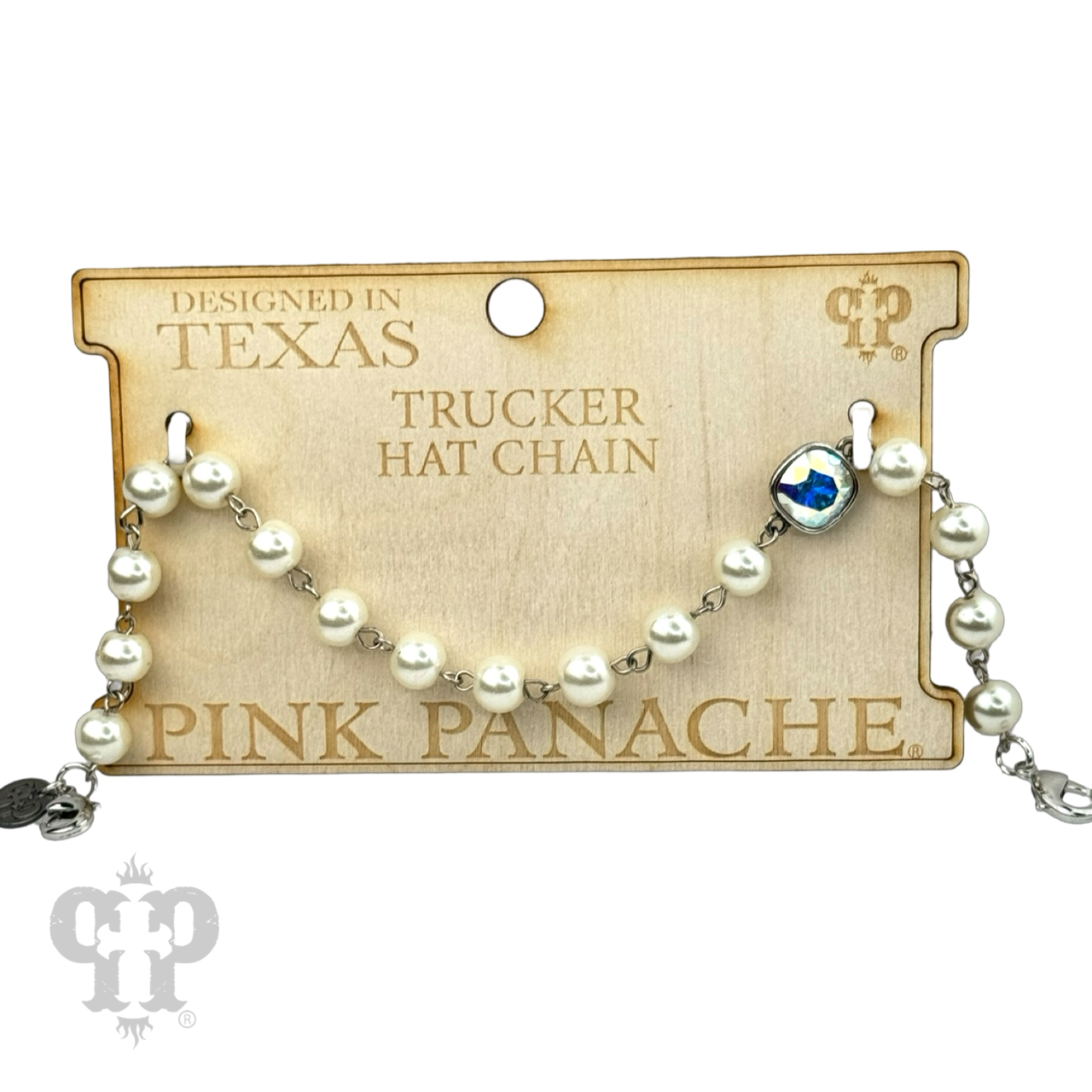 Trucker hat pearl bead chain with Austrian crystal