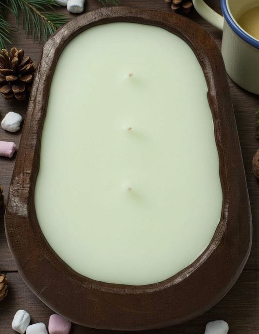 Alpine Stroll Hand-Carved Wood Bowl Soy Candle