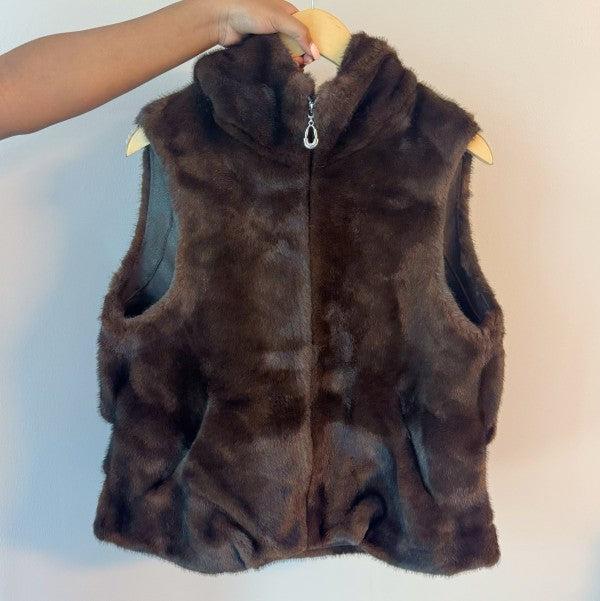 Real Feel Faux Mink Hooded Vest