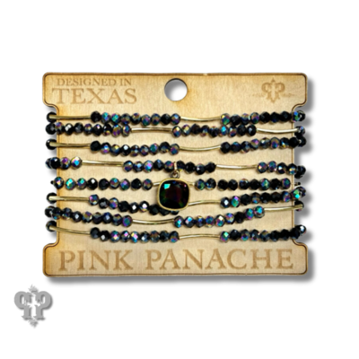 Crystal and tube bead bracelet set, Austrian crystal