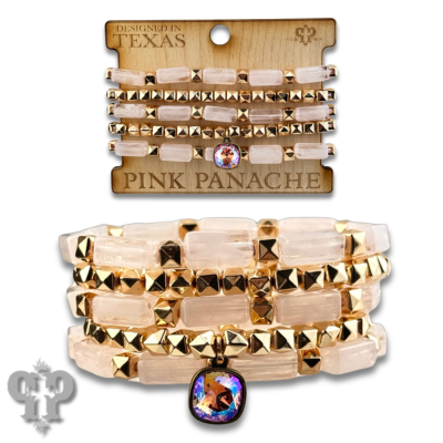 Red square tube acrylic bead stacked bracelet