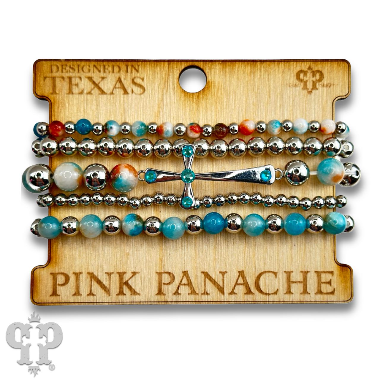 Shiny finish cross bracelet with Austrian crystals