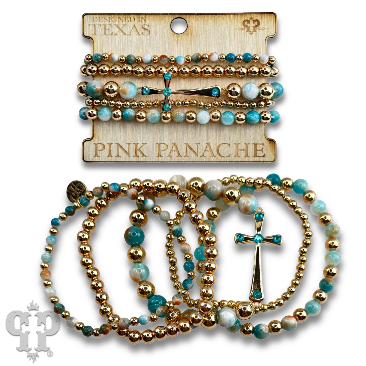 Shiny finish cross bracelet with Austrian crystals