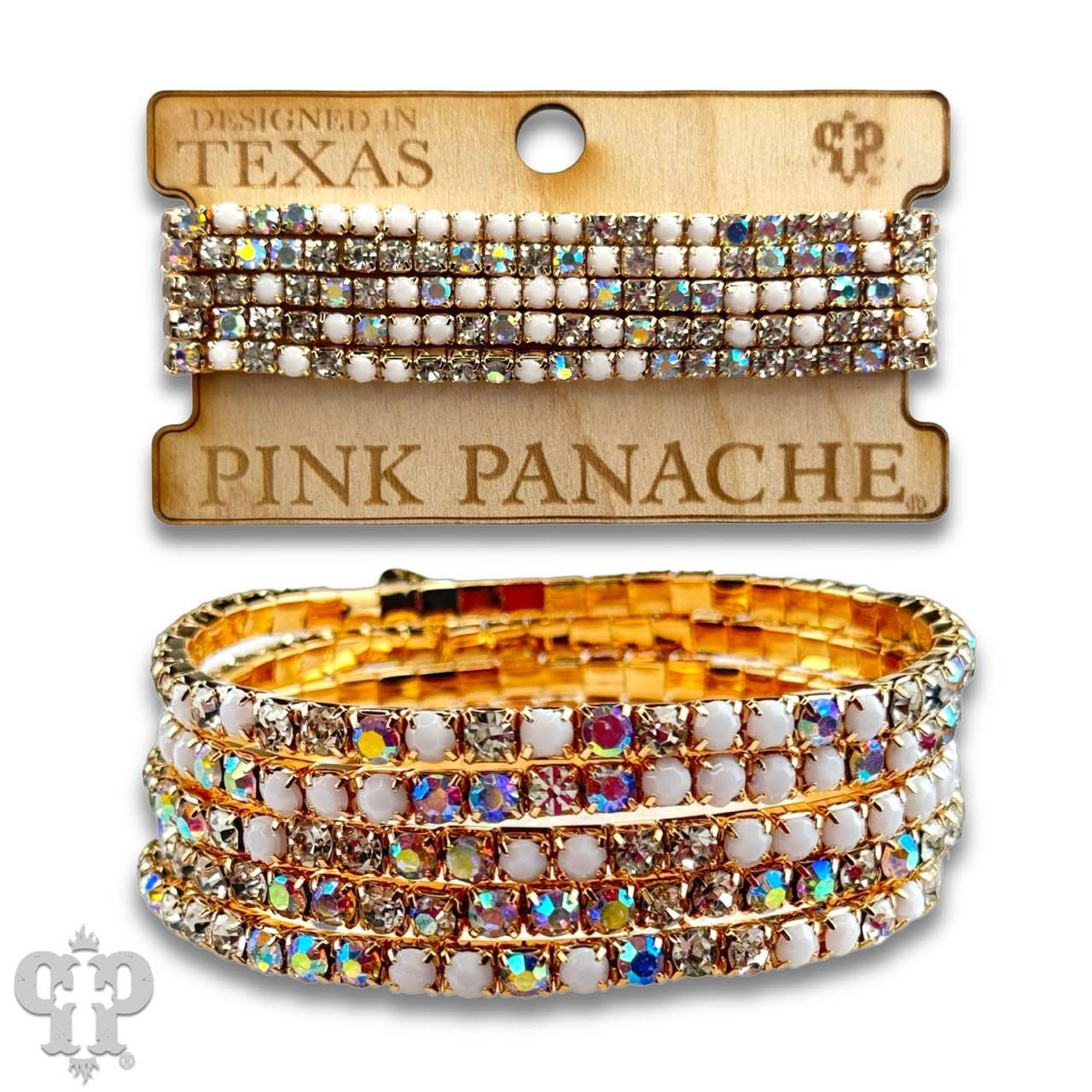 Prong set rhinestone bead bracelet