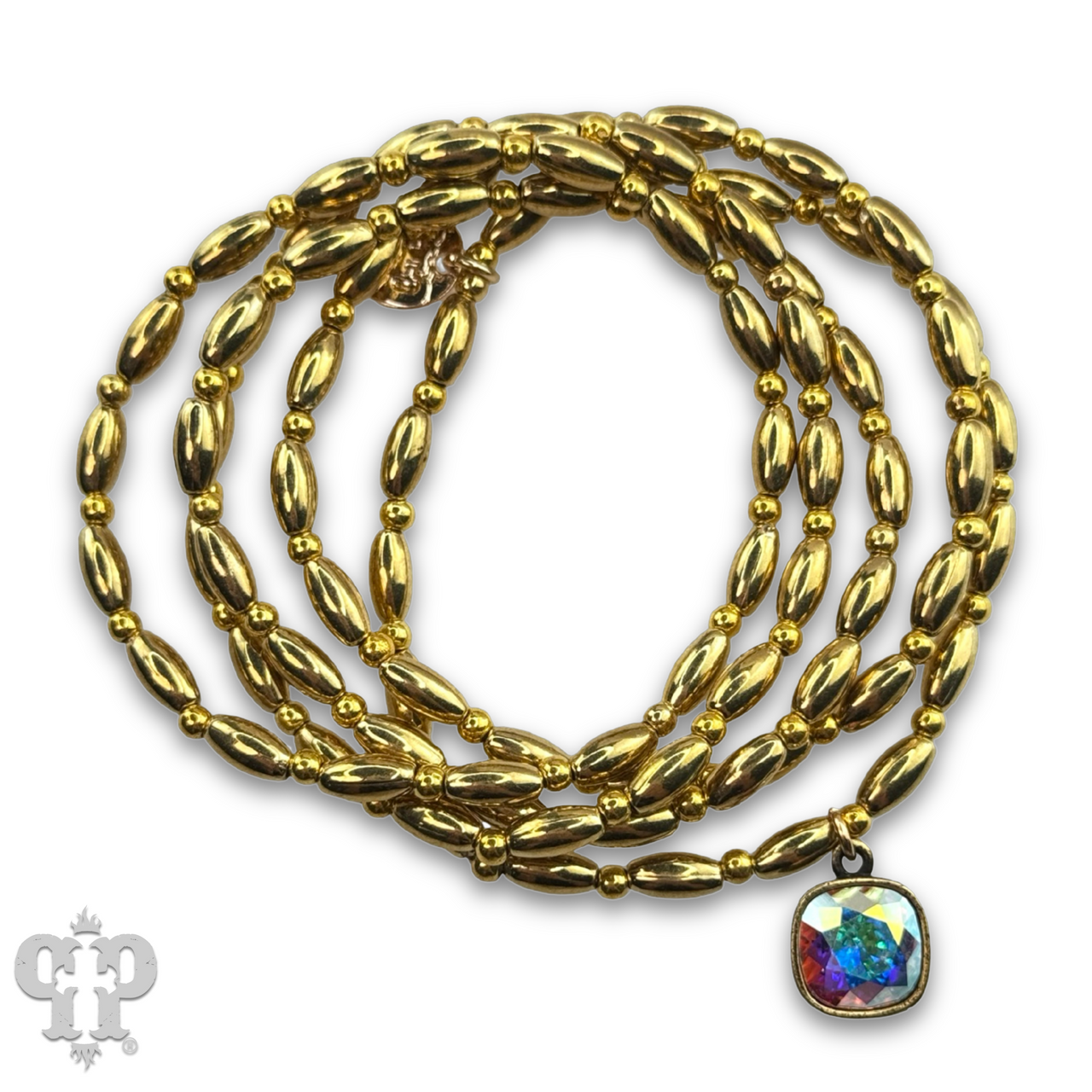 Rice bead bracelet with Austrian crystal