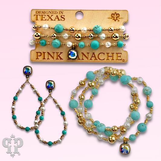 Turquoise and gold bracelet with Austrian crystal