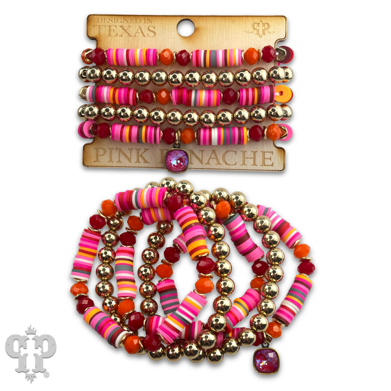 Rubber heishi bead bracelet with Austrian crystal