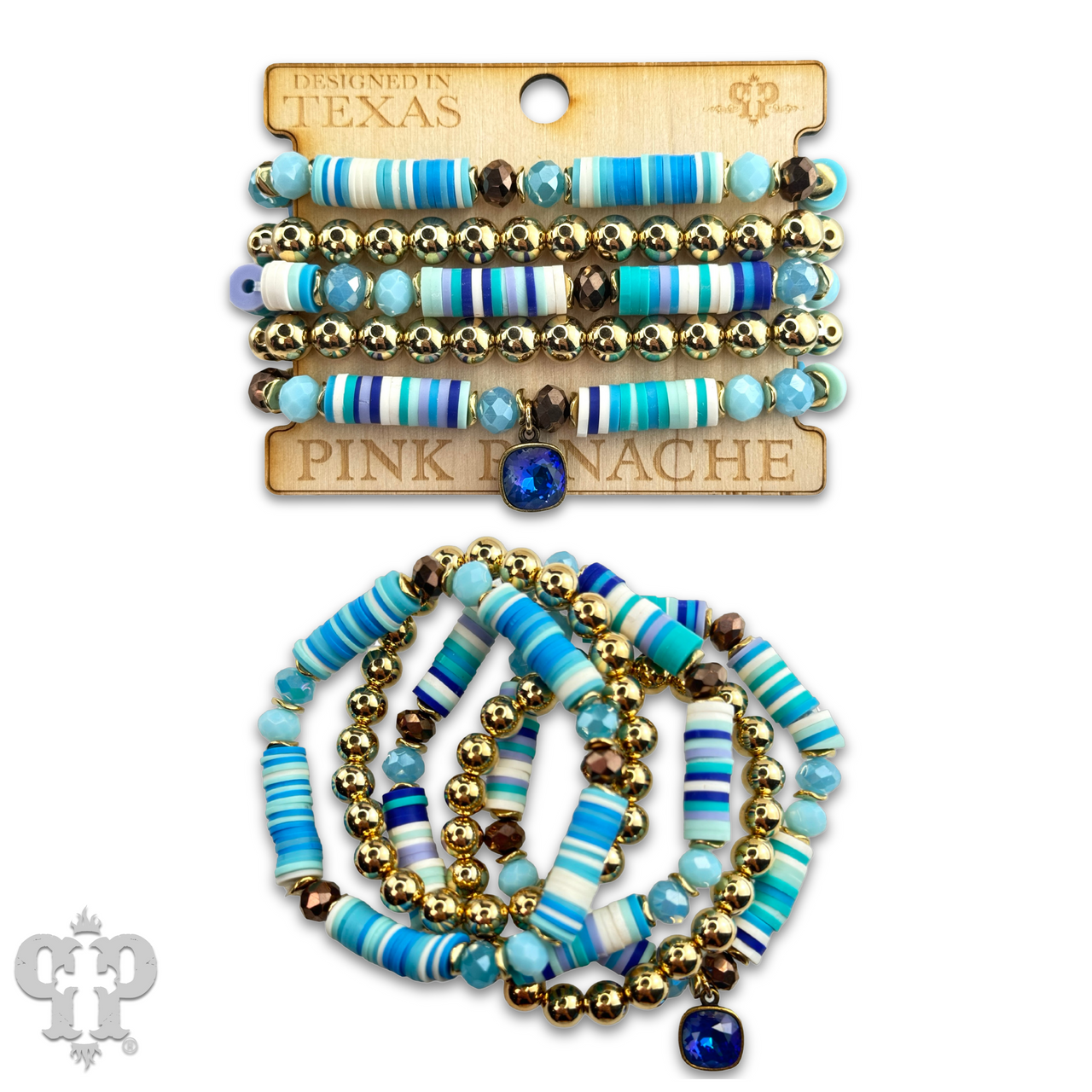 Rubber heishi bead bracelet with Austrian crystal