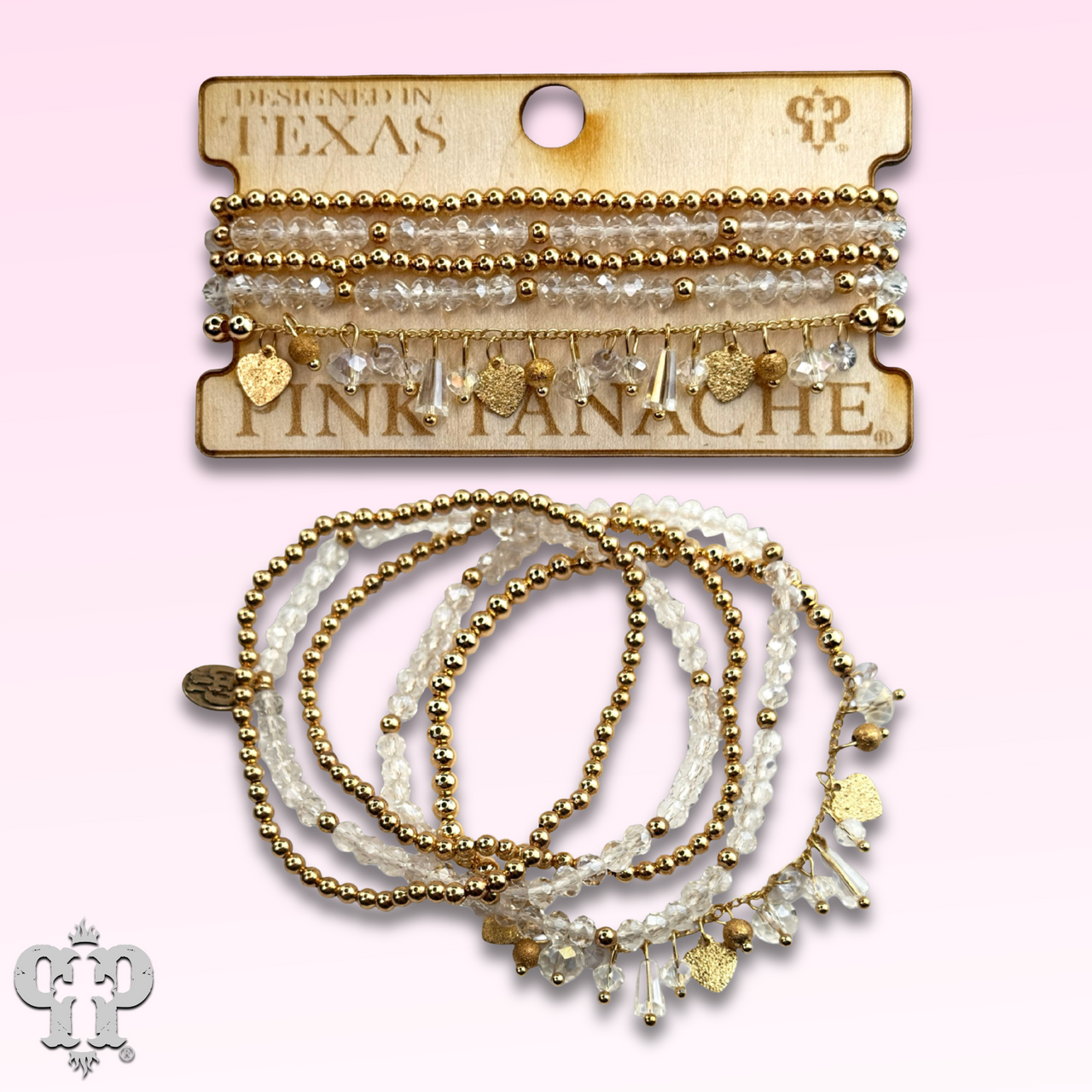 Heart and variety bead charm bracelet