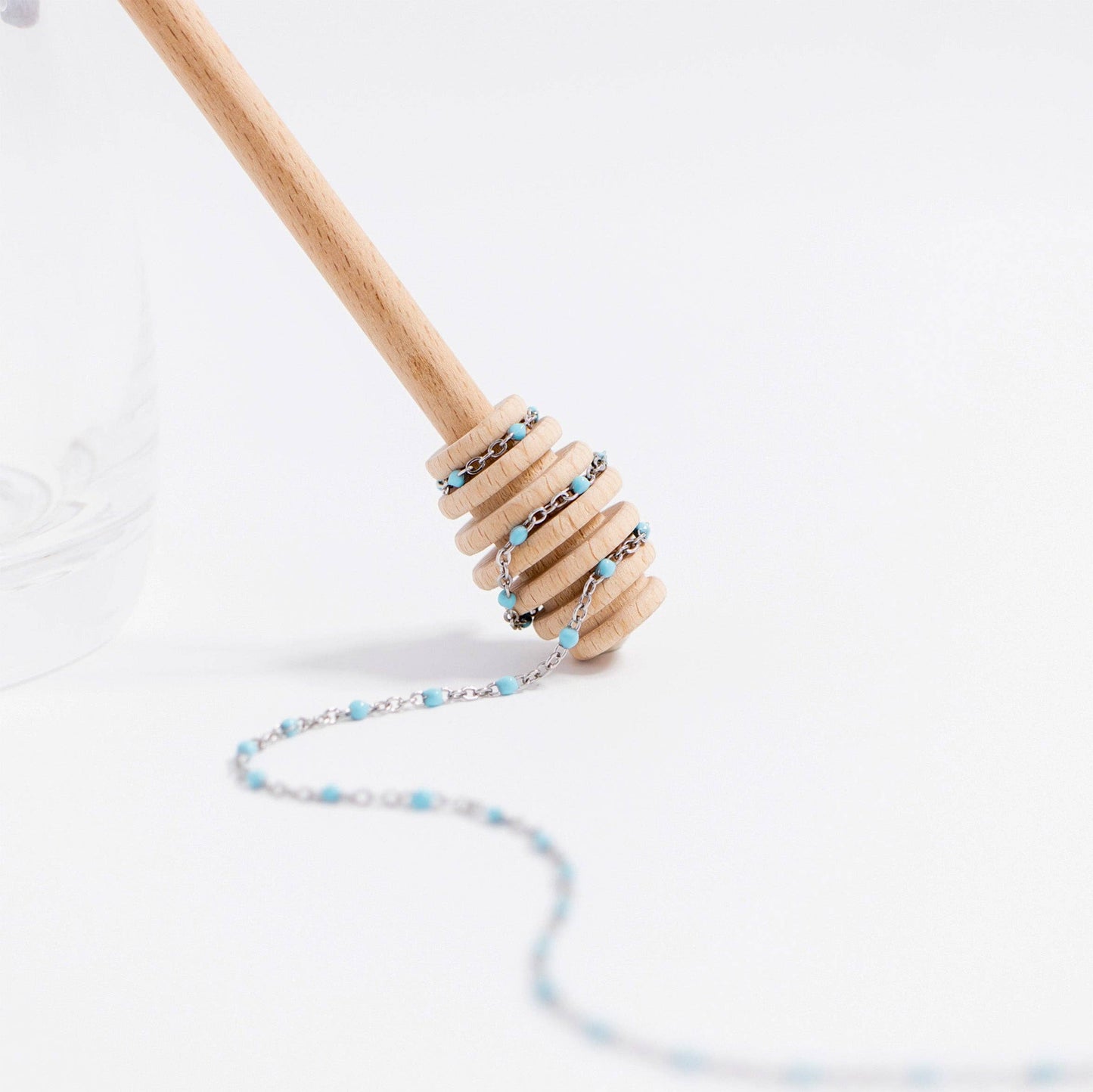 18K Gold Stainless Steel Turquoise Chain Necklace: Gold / 16+2"