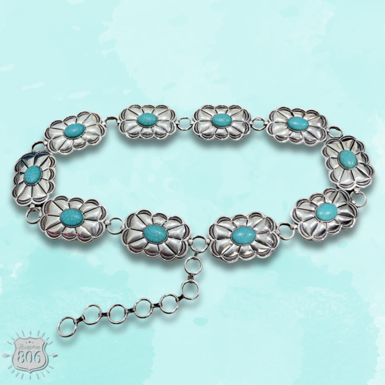 Western scalloped rectangle concho belt