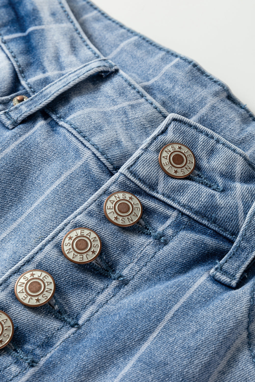 Beau Blue Multi Buttons Wide Leg Jeans