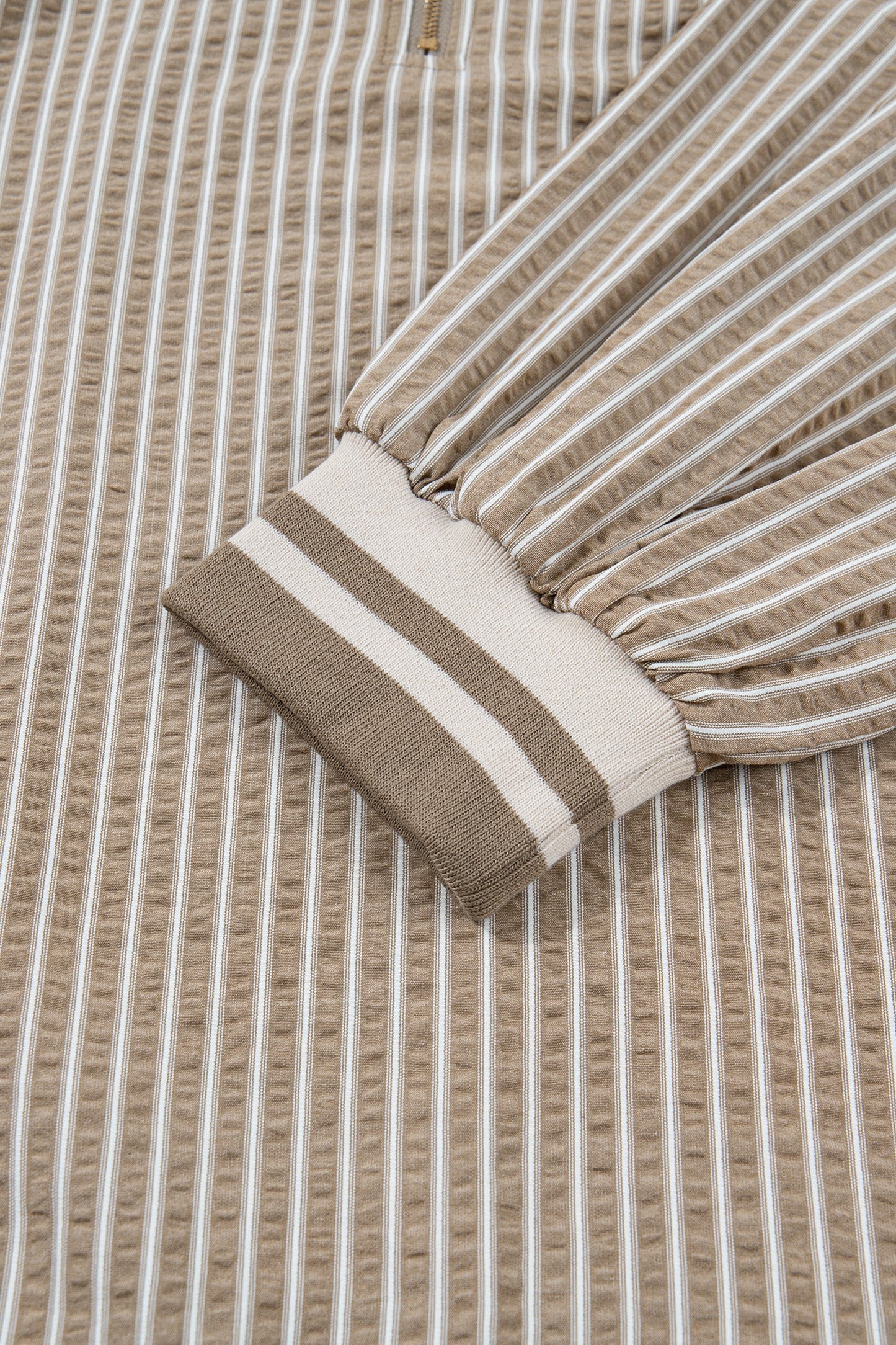 Plus Size Stripe Zip-Up Collared Mini Dress