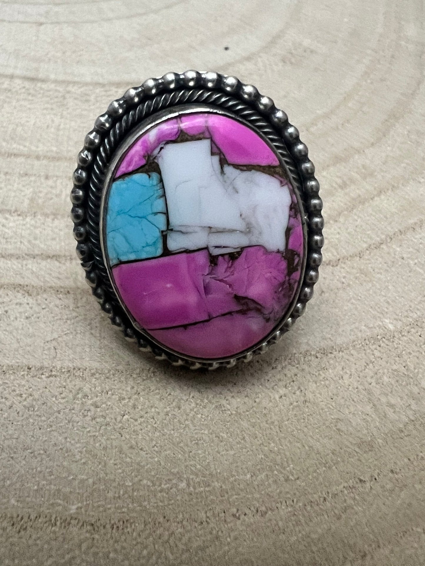 Cotton Candy Adjustable Ring by Navajo Artist Scott Skeets
