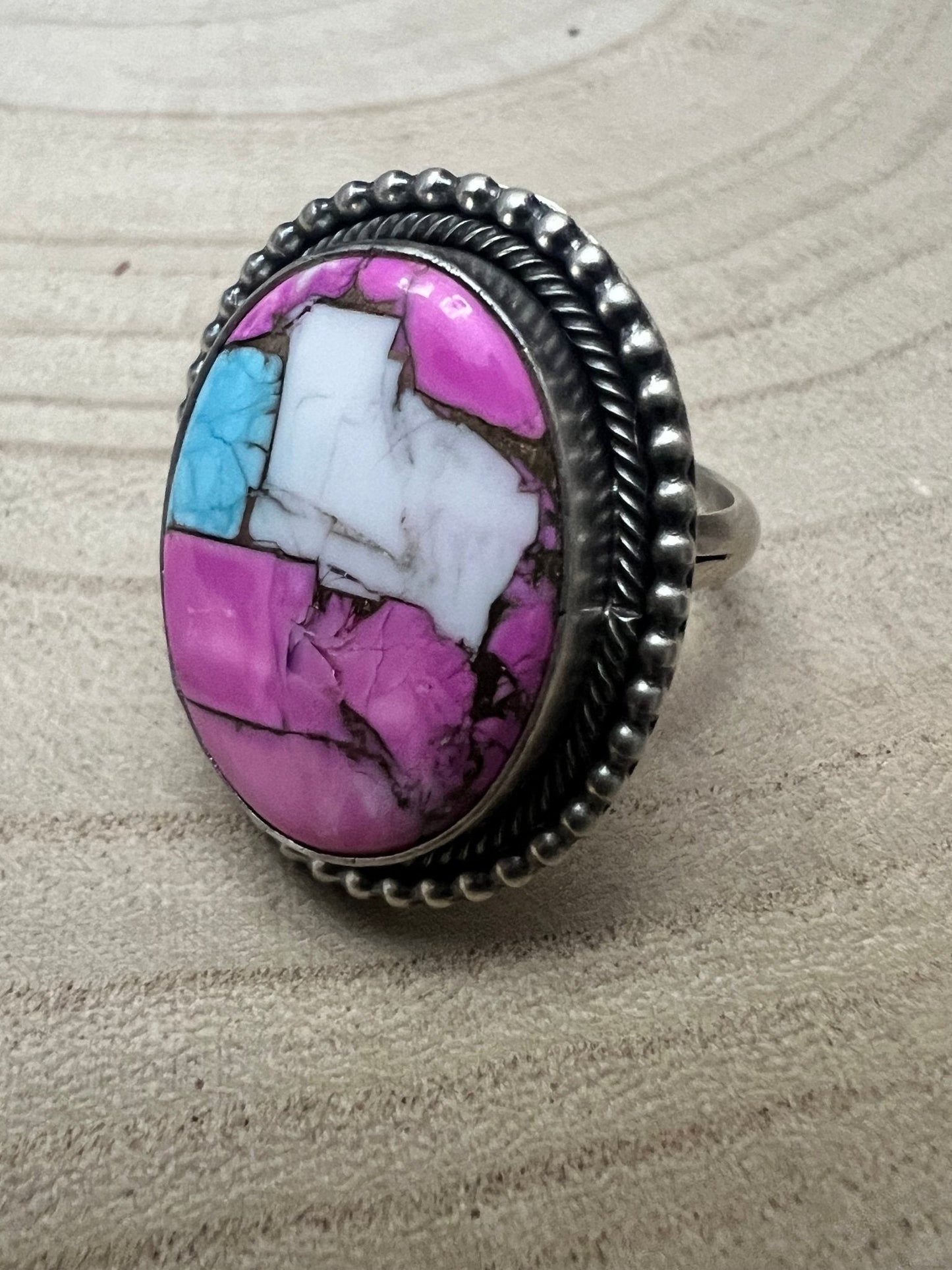 Cotton Candy Adjustable Ring by Navajo Artist Scott Skeets