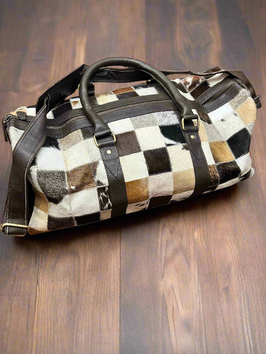 Cowhide Patch Duffle Bag